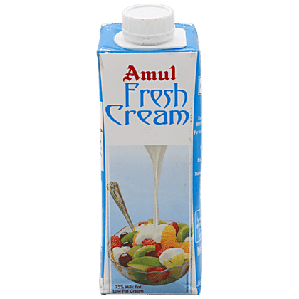 Amul Fresh Cream - 25% Milk Fat Low Fat, 250 ml