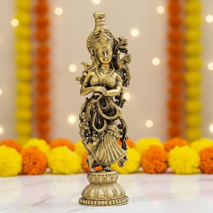 Brass Radha God Idol � Handmade Brass Spiritual Home Mandir Decor, Height : 6 Inch (BSMAS1816 R)