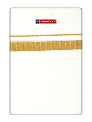 Mens Cotton Cream Double Layered Dhoti with 3/4" Gold Jari Border - Glow 3/4-4Mtr