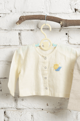 Sun Cloud Embroided Buttoned Infant Set-0-6 months