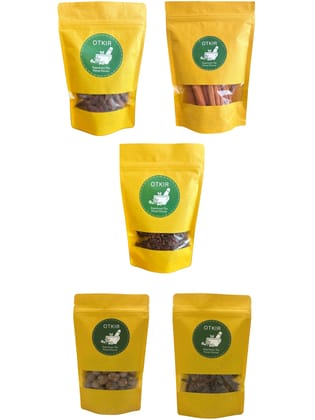 Otkir Premium Whole Spices Combo - Cloves (Laung), Black Cardamom (Kali Ealichi), Star Anise, Cinnamon Sticks (Dalchini) And Nutmeg (Jaiphal) - 50 Gram Each