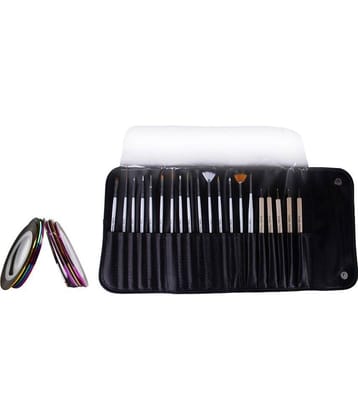 Looks United 15 Nail Art Brush, 5 Dotting Tool, 10 Striping Tape Roll With Carry Case ( Pack of 30)