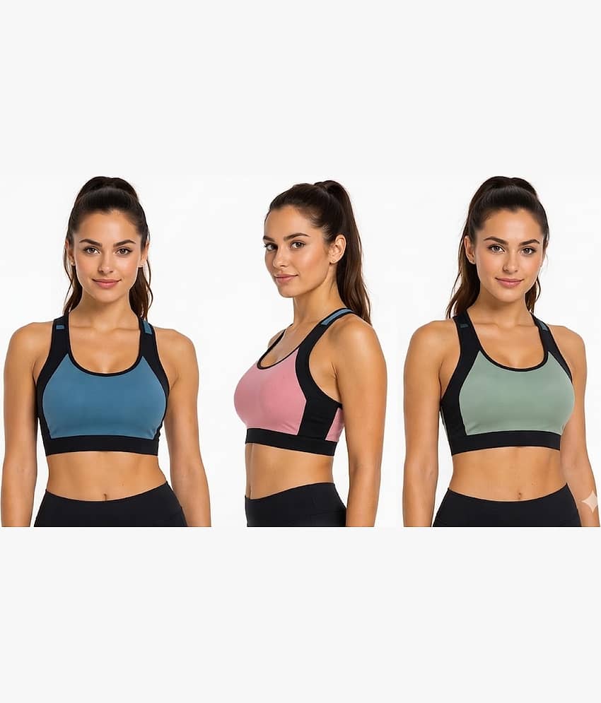 Kiran Enterprises Pack of 3 Cotton Non Padded T-Shirt Bra For Women ( Multicolor )