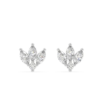 Three petal stud earring-Rhodium plated