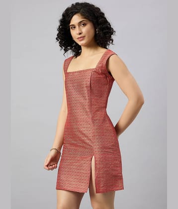 Kuwarii Polyester Printed Above Knee Women's Bodycon Dress - Red ( Pack of 1 )