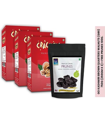 GO Kashmiri Brown Quarters Walnuts (giri) 750g (250gm x 3) + free Prunes 100g worth Rs. 270.