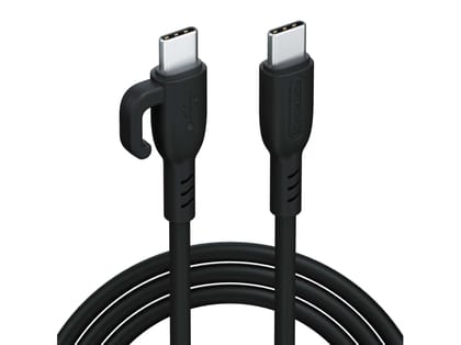 Portronics Konnect Core 3 - Type C TO Type C 60W Max Output, Inbuilt Cable Management Hook, PVC Material, 1M Length - Black