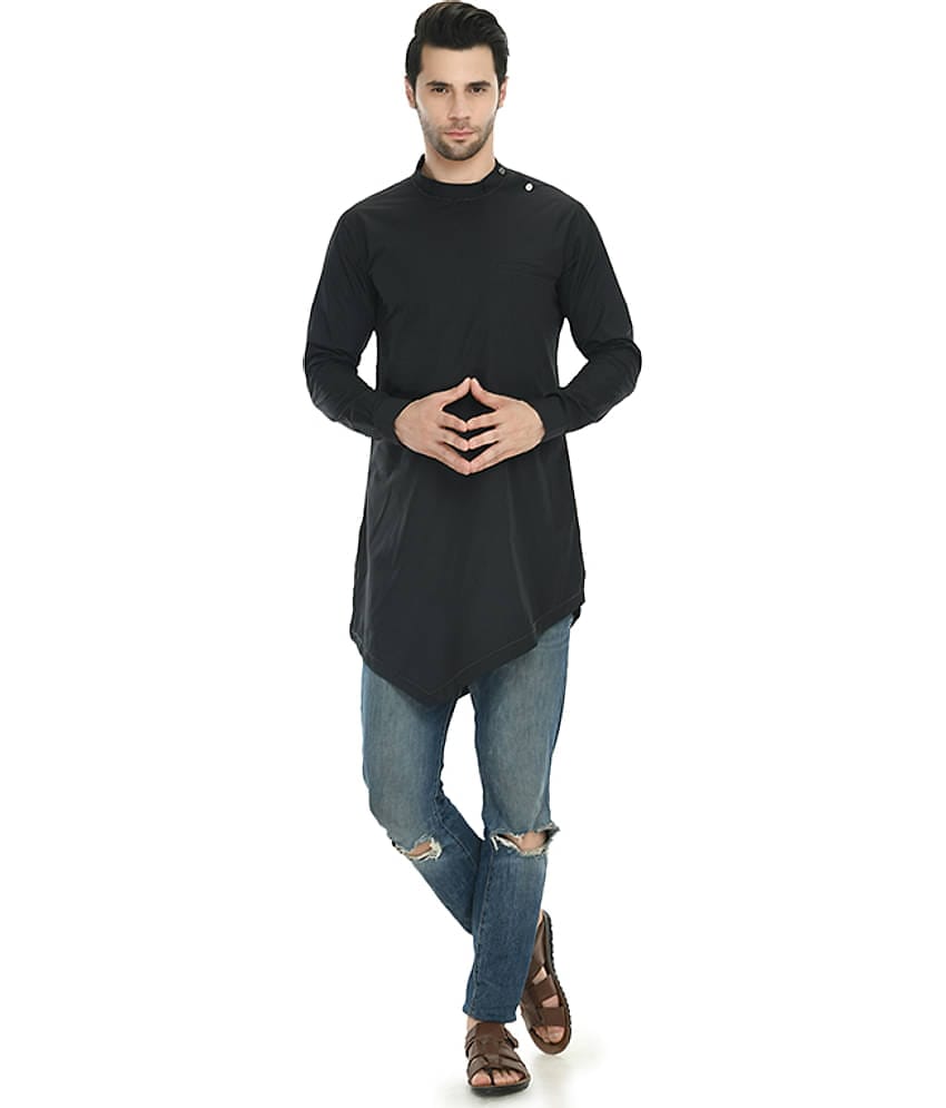 DESIGN TREND Black Cotton Kurta Single