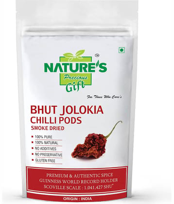 Nature's Gift Bhut Jolokia / Ghost Pepper Chilli Pods (Smoke Dried) 200 gm
