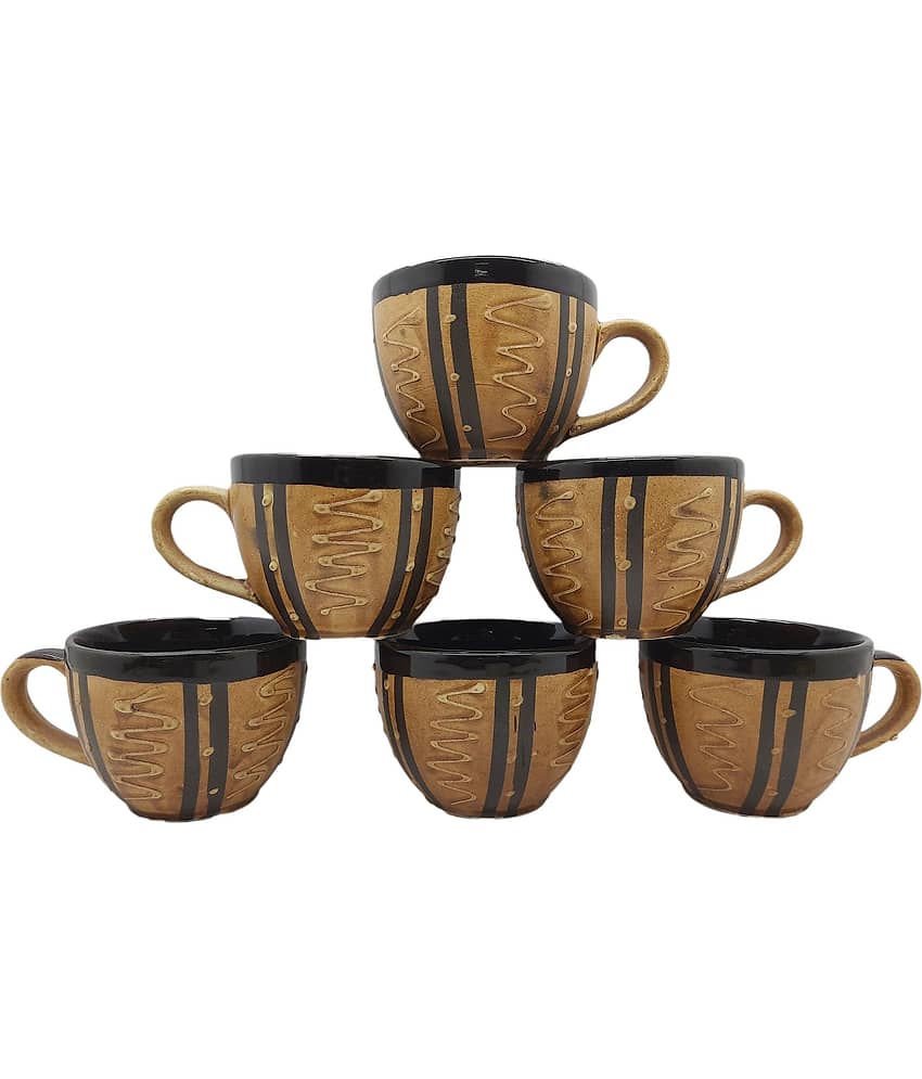 Laghima jadon Ceramic Single Walled Tea Cup 150 ml ( Pack of 6 )