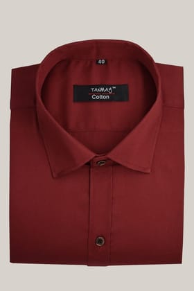 Cotton Tanmay Maroon Color Formal Shirt for Men's-M (38 Inch) (97 CM) / Full