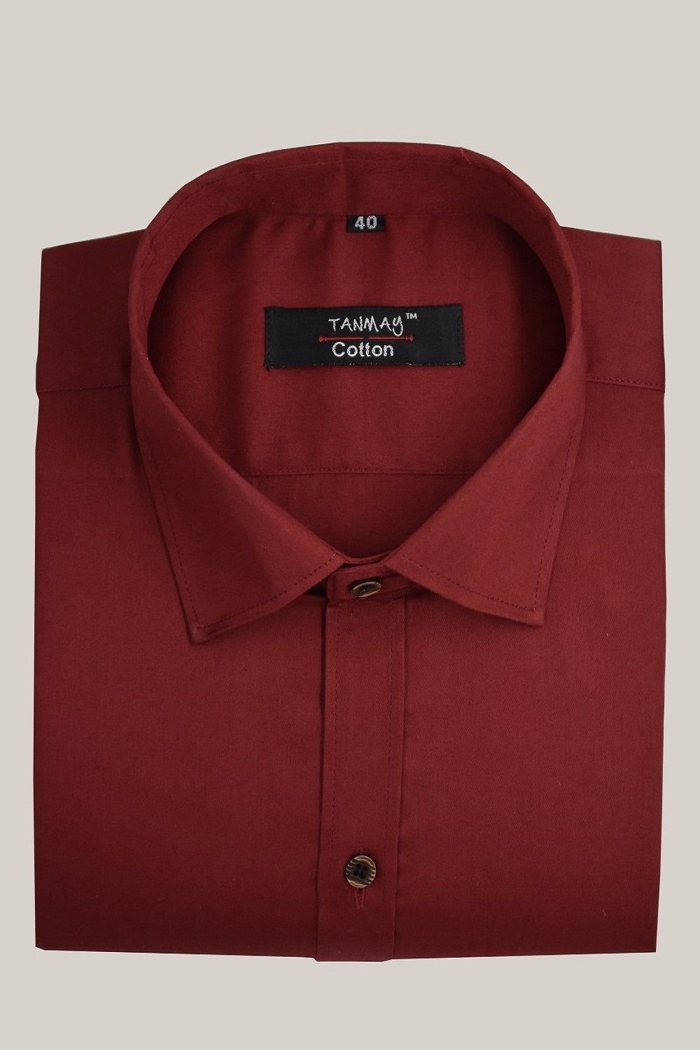 Cotton Tanmay Maroon Color Formal Shirt for Men's-M (38 Inch) (97 CM) / Full