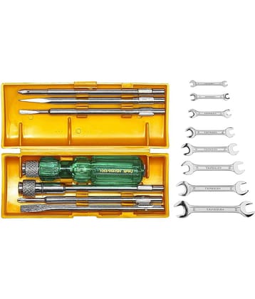 Taparia Set Of 2 Hand Tool Combo (Open Spanner Set (Dep 08)/6In1 Screwdriver Kit(840)