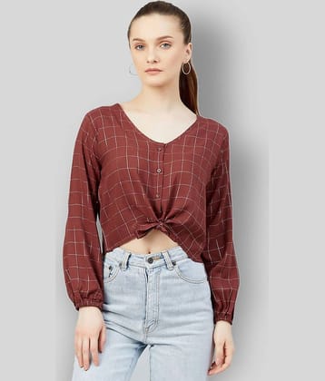 Chimpaaanzee - Maroon Viscose Women's Crop Top ( Pack of 1 )