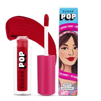 Sugar Pop Matte Lipcolour - 06 Garnet (Wine) 1.6 Ml - Lasts Up To 8 Hours - Red Lipstick For Women | Non-Drying, Smudge Proof, Long Lasting Sugar Pop Matte Lipcolour - 06 Garnet (Wine) 1.6 Ml - Lasts Up To 8 Hours - Red Lipstick For Women | Non-Drying, S