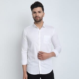 Baleshwar Men White Solid Casual Shirt (Pack of 1 )