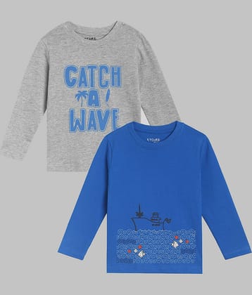 ETCHED DESIGN Pack of 2 Boys Cotton T-Shirt ( Multicolor )