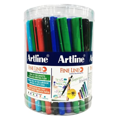 Artline Fine Line Pen Jar Pack Of 60 | For Superior Writing by Artists, Designers, and Students