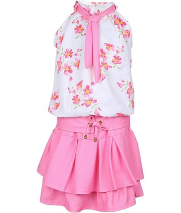 Arshia Fashions Pack of 1 Girls Cotton Blend Top With Skirt ( Pink )