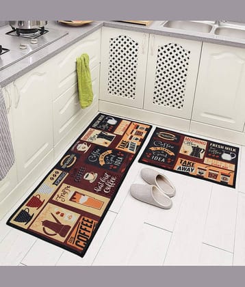 Aazeem Brown Polyester Rectangular Floor Mat ( Pack of 1 )