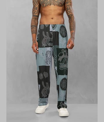 BULLMER Trendy Printed Cotton Blend Relaxed Fit Active/Casual Travel Wear Trackpants/Lowers for Men_Bluish Grey