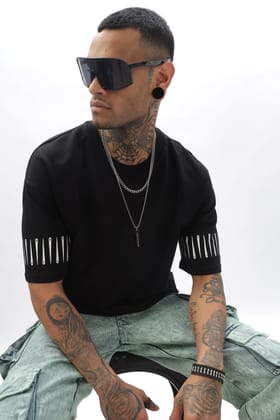 NeedleTrack Black Dropshoulder Tee-M