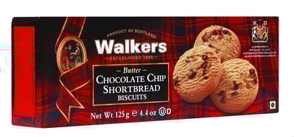 Walkers Butter Chocolate Chip Shortbread Biscuits, 125 gm