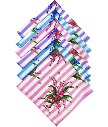 royal mart Premium Cotton Handkerchief 11*11 – Soft Prints for Women/Girl/Design Will Vary Multicolor Handkerchief (Pack of 6)