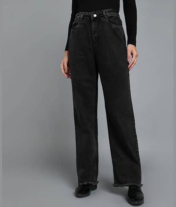 Urbano Fashion - Black Denim Wide Leg Women's Jeans ( Pack of 1 )