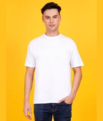 DAFABFIT Cotton Blend Oversized Fit Solid Half Sleeves Men's T-Shirt - White ( Pack of 1 )