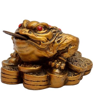 King & Queen Brown Resin Three Legged Frogg With Coin