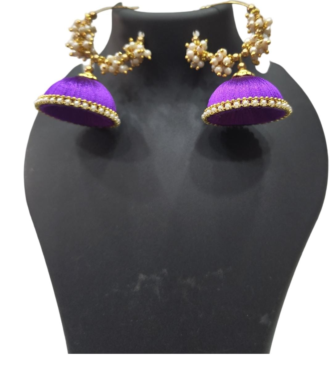 Elegant and Stylish Silk Thread Jhumka Earrings with Pearl Beads for Women