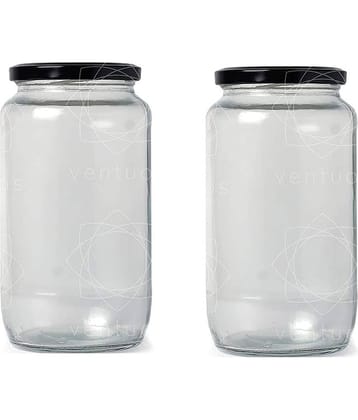 Somil Glass Container Glass Transparent Utility Container ( Set of 2 )