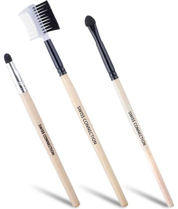 Swiss Connection Makeup Brush Set Natural Wet & Dry Products,Dust off Powder 30 g 3 Pcs