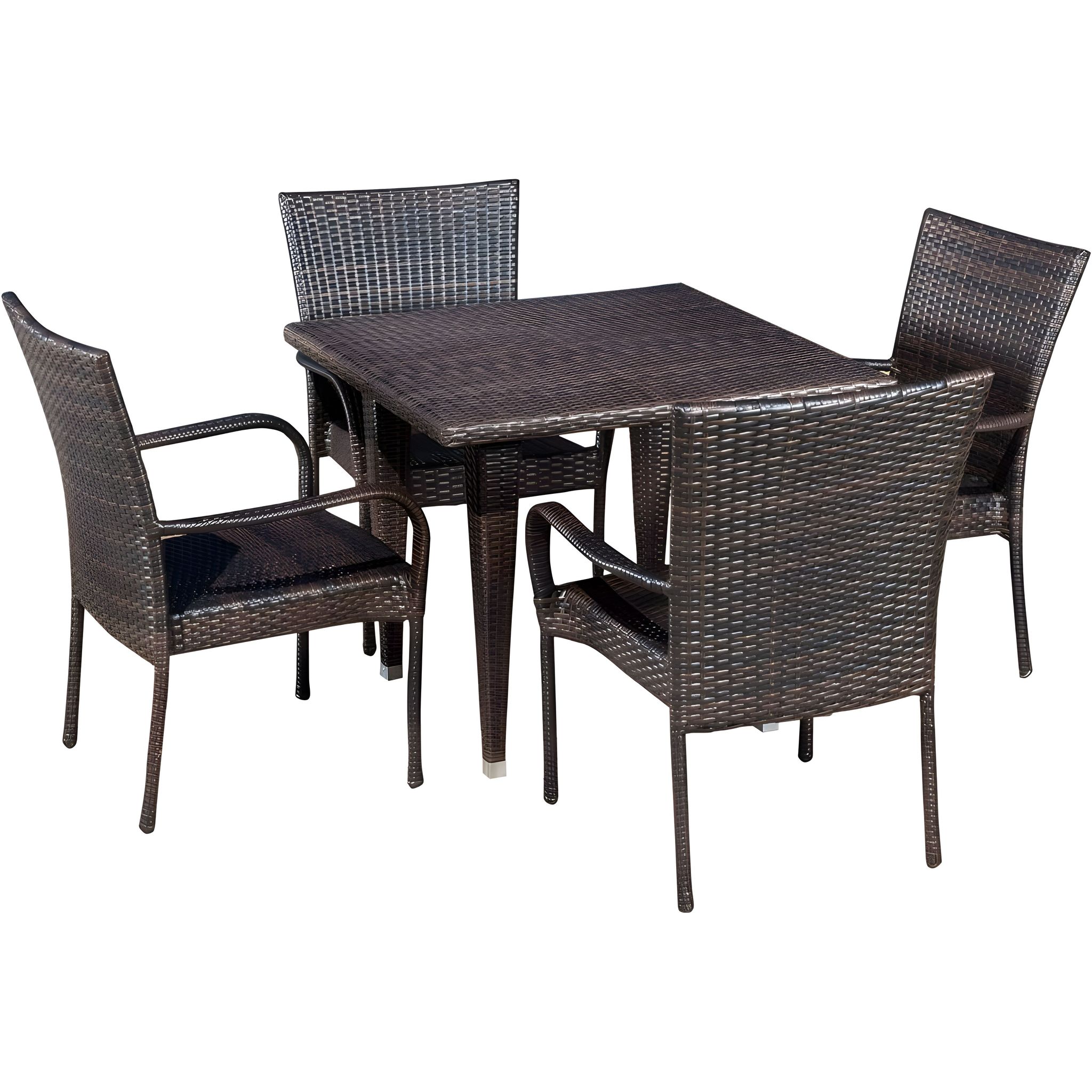 MJA FURNITURE Patio Outdoor Dining Table Set 4 Seater, Rattan Wicker Dining Chairs with Table for Dining Room