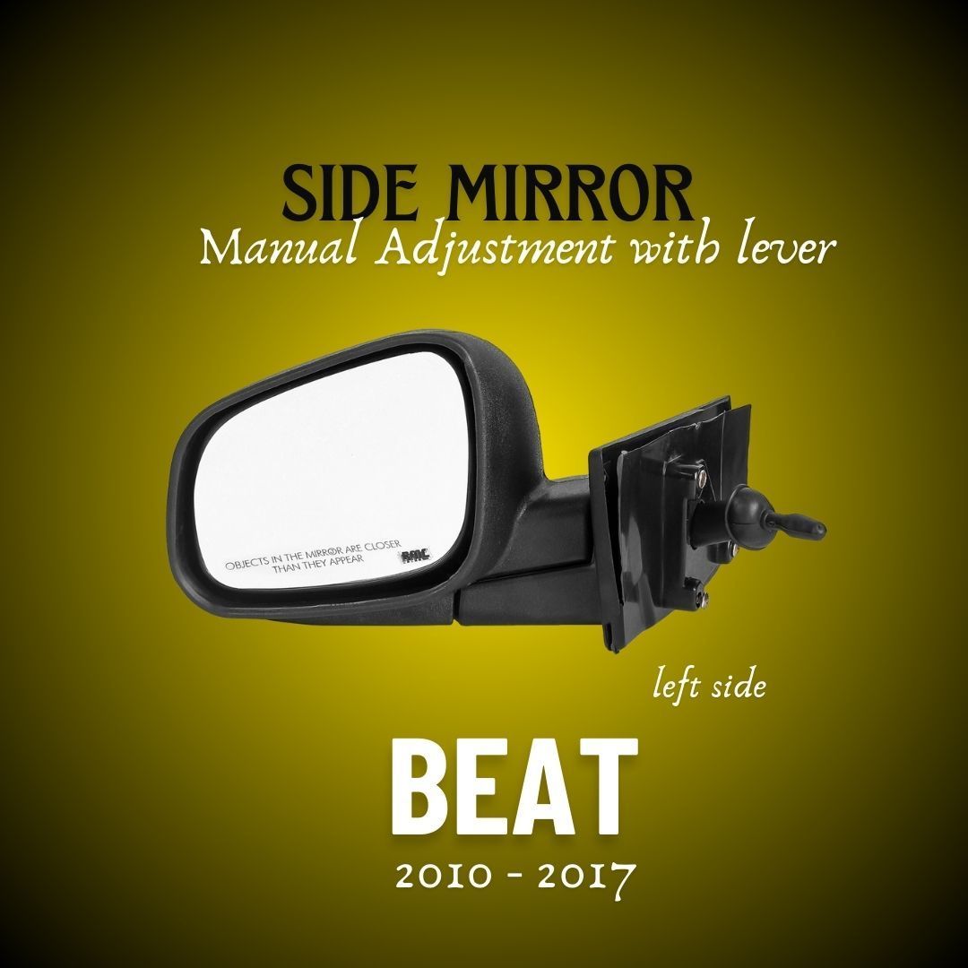 Car Side Mirror suitable for Chevrolet Beat With Lever (2010-2017) | Manually Operated (Black) LEFT SIDE (PASSENGER SIDE)