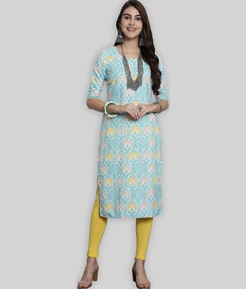 7Threads Crepe Printed Straight Women's Kurti - Multicolor ( Pack of 1 )