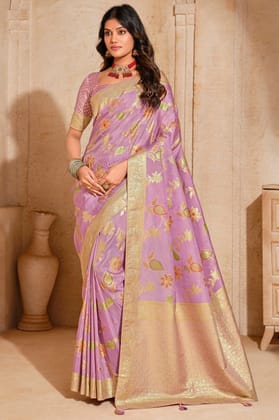 Purple Woven Banarasi Saree
