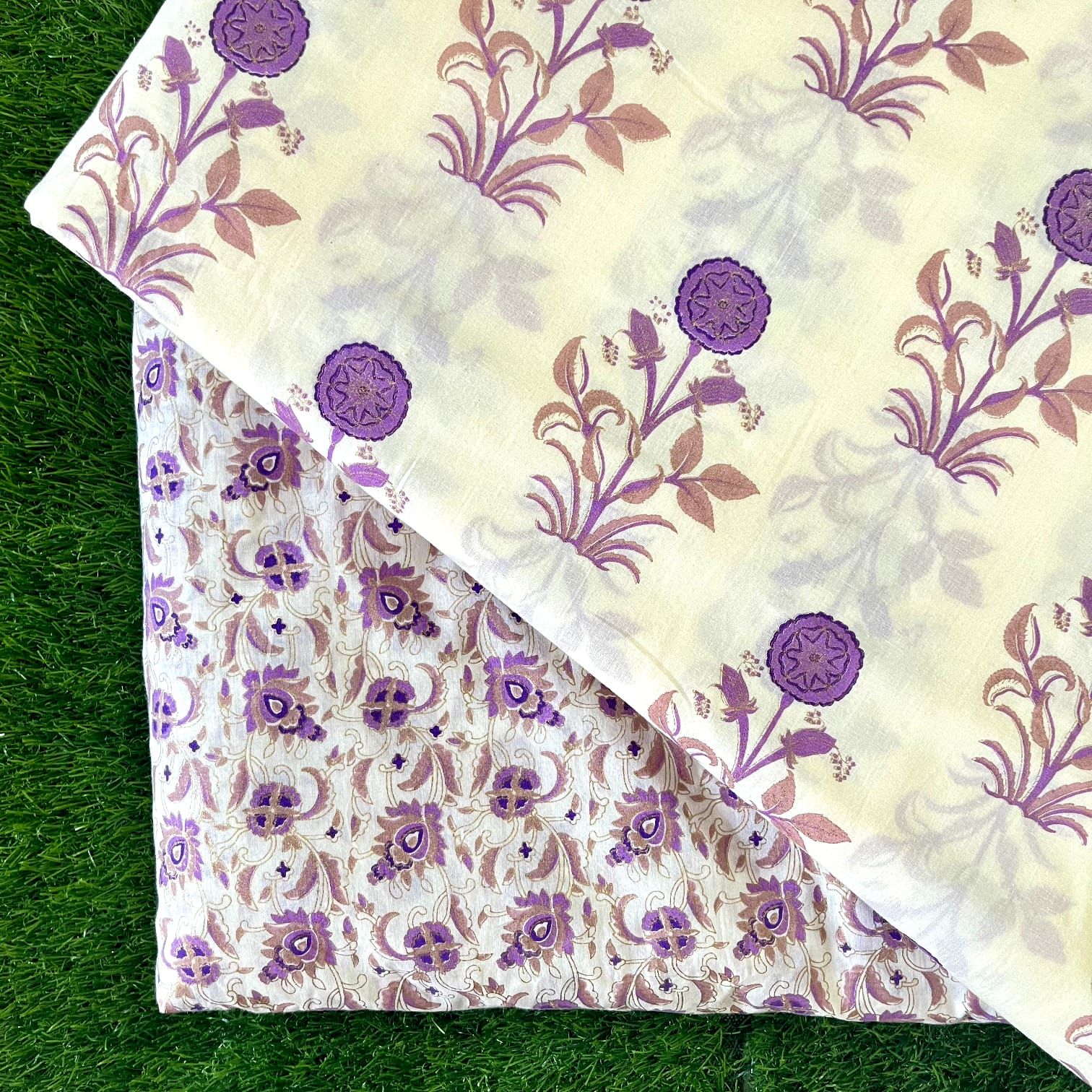 Pure cotton top and bottom set (2.5 mtr top, 2.5 mtr bottom)-As shown in picture / 2.5 mtr each / Pure cotton