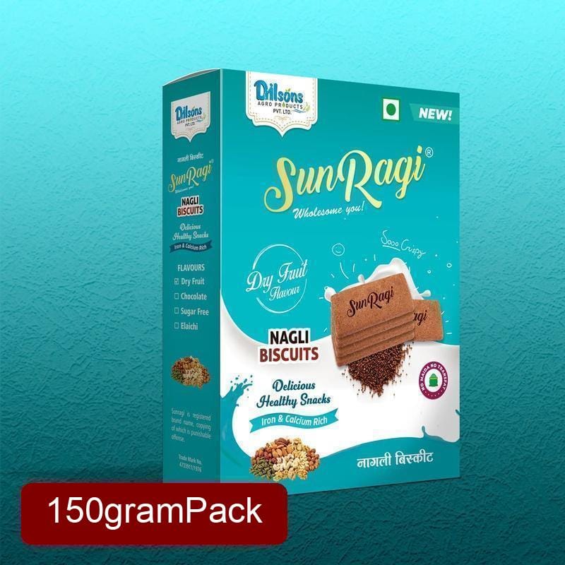 SunRagi Nagli Dry Fruits Biscuit (150g) | Crunchy Ragi with Almonds & Cashews | Nutritious Tea-Time Snack