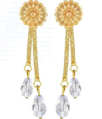 Vighnaharta Golden Drop Earrings ( Pack of 1 )
