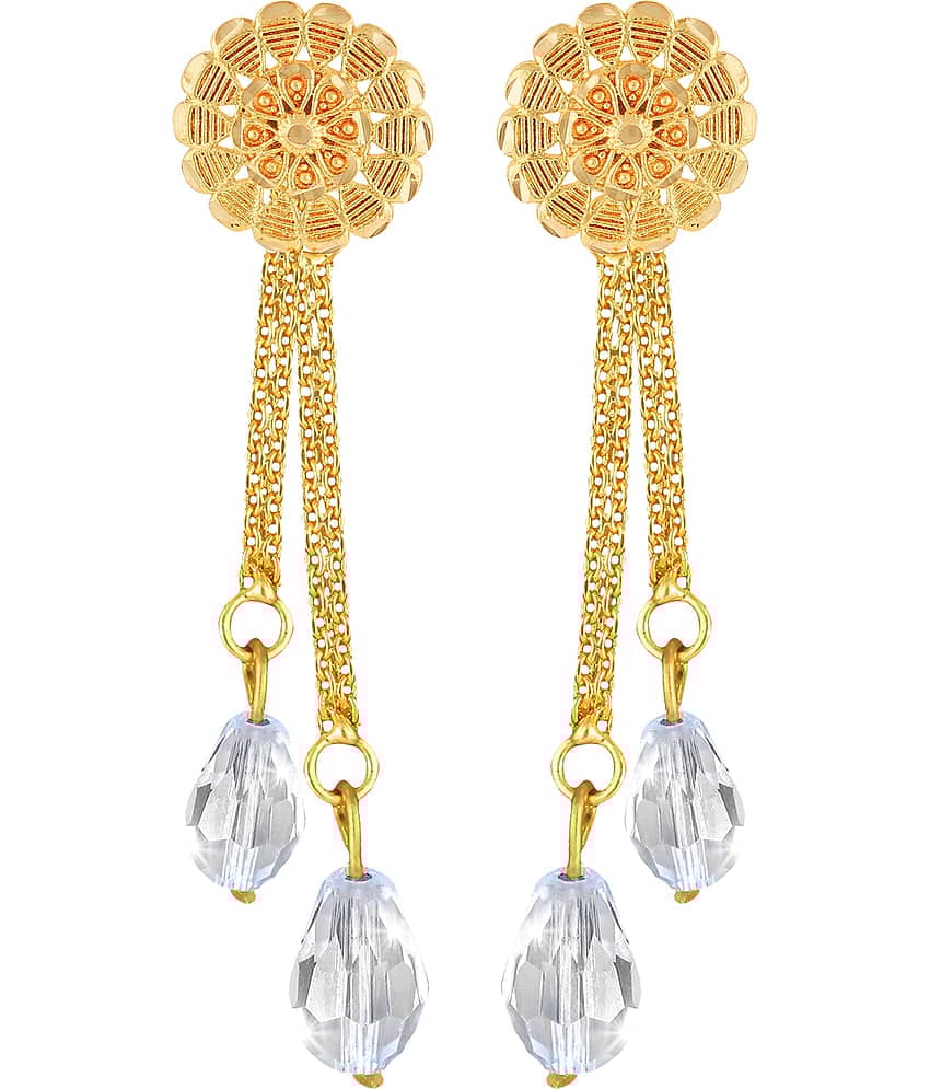 Vighnaharta Golden Drop Earrings ( Pack of 1 )