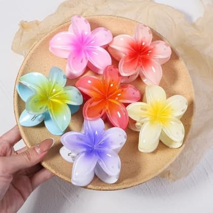 Aliza 4 Pcs Flower Hair Clips Medium Size Hair Claw Clips for Women Girls, Hair Grips Women Hair Clips Bright Color Flower Clips 3 Inch