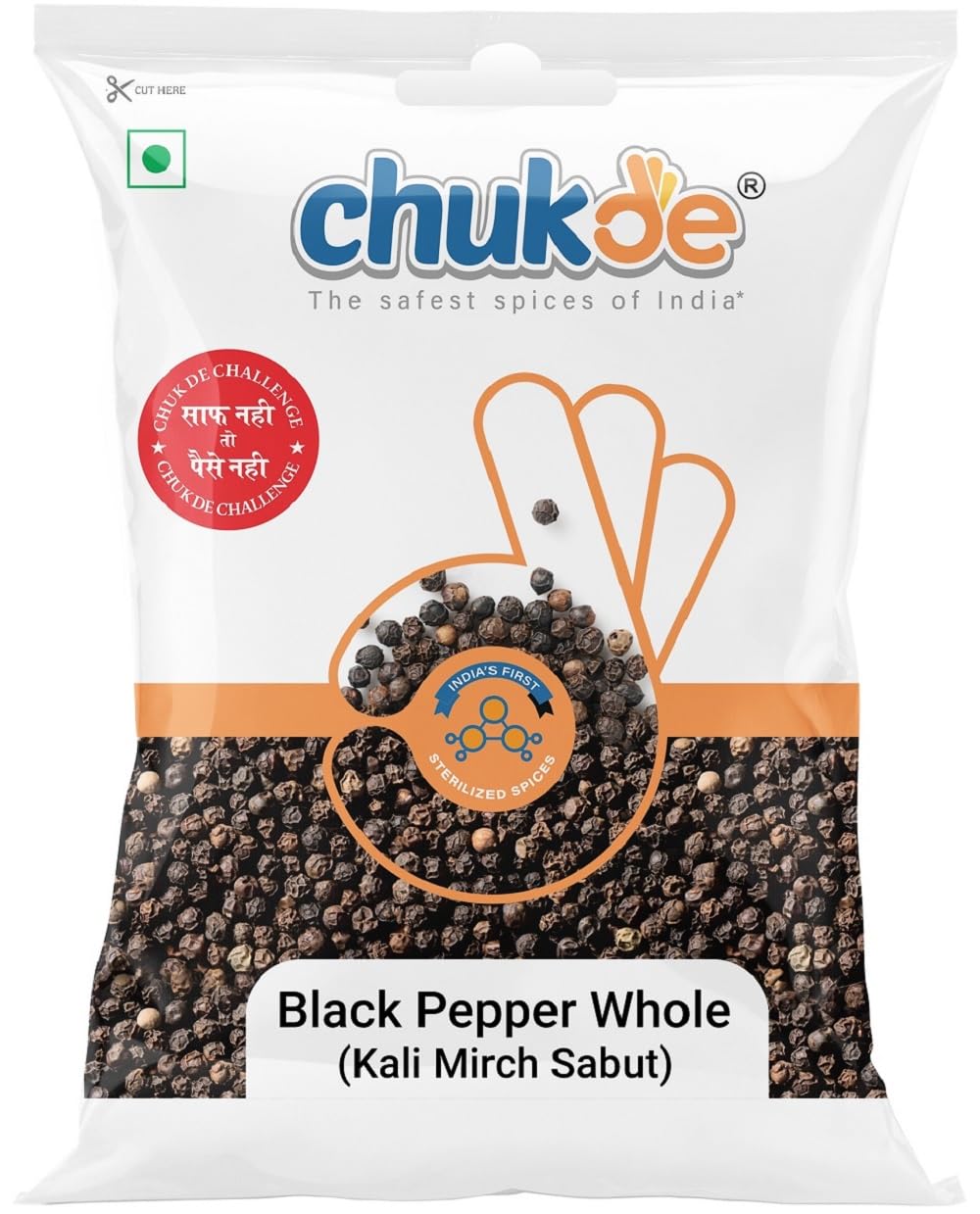 Chukde Black Pepper Whole - Bold Size, High Oil & Flavor, Sterilized for Safety | Adulteration-free, Rich in Volatile Oil for Enhanced Taste | Gol morich, Kali mari, Kari menasu | 500 Gram