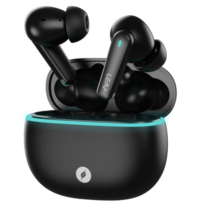 Leaf Buds X121 True Wireless Earbuds AI Sound App, 30H Playtime, Quad Mic with ENC, 50ms Low Latency, Fast Charging(10min=200min), 10mm Driver, IPX5, Bluetooth v5.4 TWS (Carbon Black)