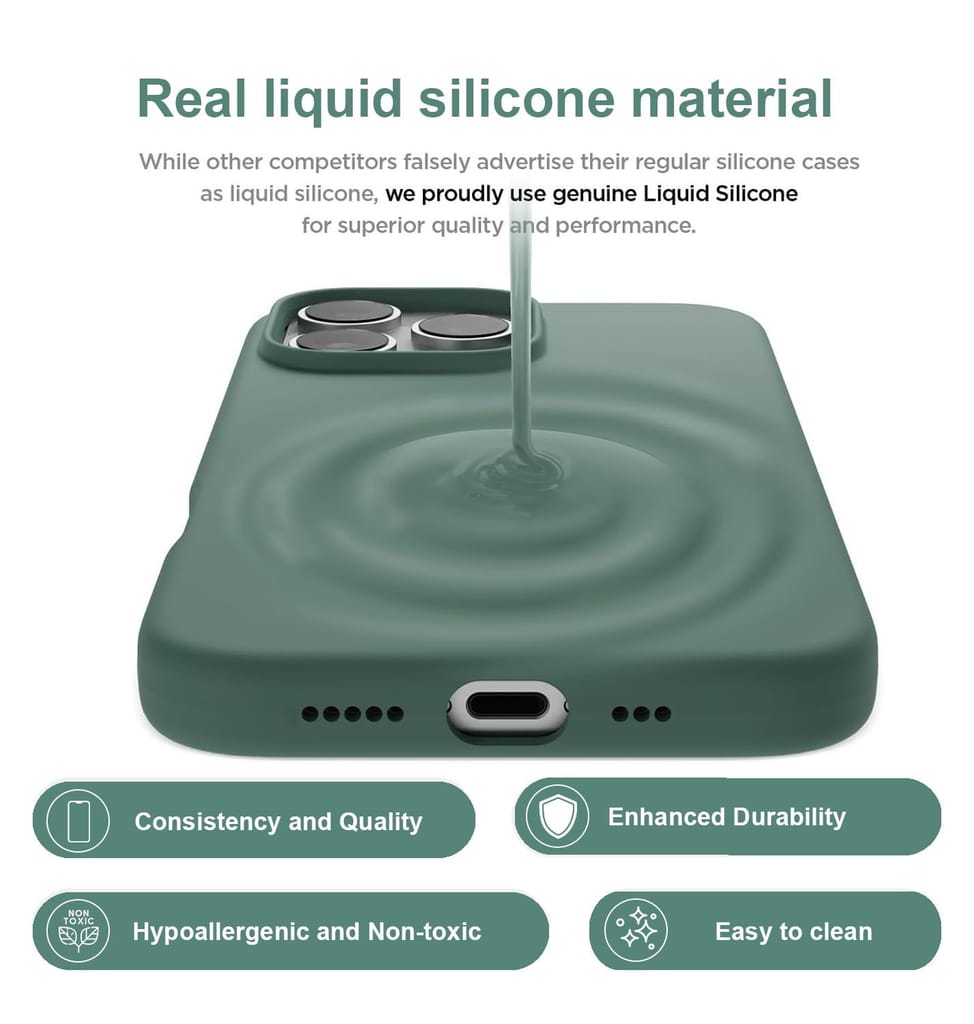 LIRAMARK Liquid Silicone Soft Back Cover Case for Apple iPhone 16 Pro