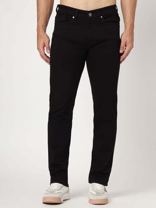 Premium Men'S Jet Black Relaxed Fit Jeans-32