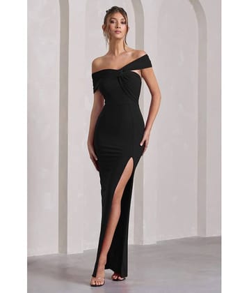 Traquila Women Lycra Solid Bodycon Dress ( Black )