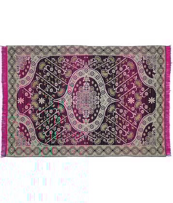 Valtellina Green Velvet Carpet Floral 4x7 Ft