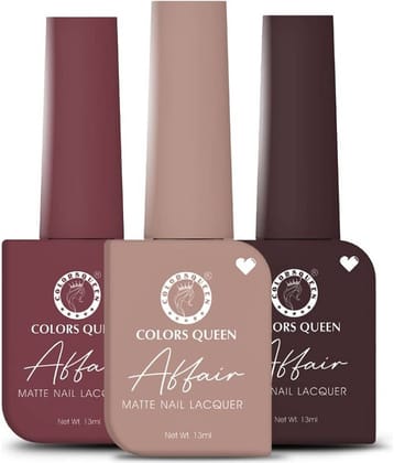 Colors Queen Affair Nail Polish setof 3 (03 Desert Canyon 19 Caramel Nude 36Royal Plum)
